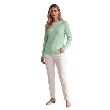 Women’s Cable Knit Crew Neck Sweater-Sweaters for Women-CaldwellVoss