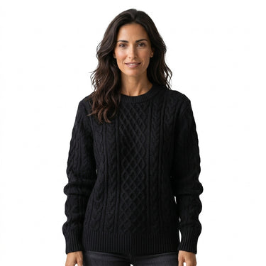 Women’s Cable Knit Crew Neck Sweater-Sweaters for Women-CaldwellVoss
