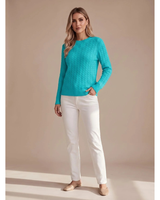 Women’s Cable Knit Crew Neck Sweater-Sweaters for Women-CaldwellVoss