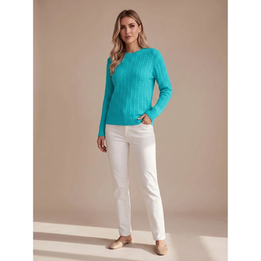 Women’s Cable Knit Crew Neck Sweater-Sweaters for Women-CaldwellVoss