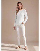 Women’s Cable Knit Crew Neck Sweater-Sweaters for Women-CaldwellVoss
