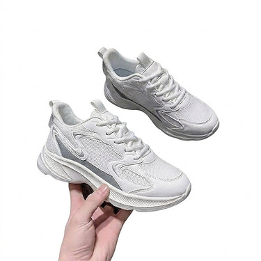 Women’s Chunky Lace-Up Sneakers with Mesh Panels-Footwear for women-CaldwellVoss