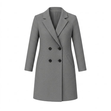 Women's Coat with Lapel Collar and Button Placket-Coats for women-CaldwellVoss