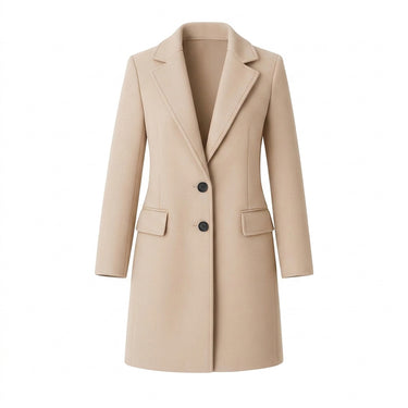 Women's Coat with Lapel Collar and Button Placket-Coats Women-CaldwellVoss