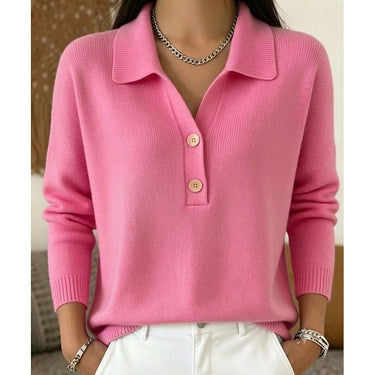 Women’s Collared Knit Pullover with Button Placket-Sweaters for Women-CaldwellVoss