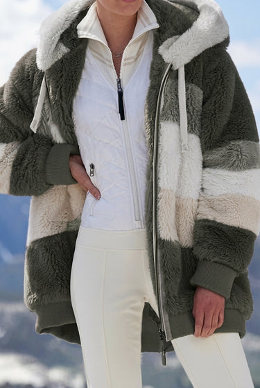 Women’s Colorblock Faux Fur Hooded Jacket-Jacket for women-CaldwellVoss