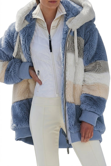 Women’s Colorblock Faux Fur Hooded Jacket-Jacket for women-CaldwellVoss