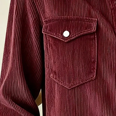Women’s Corduroy Button Down Shirt with Patch Pockets-Shirts for women-CaldwellVoss