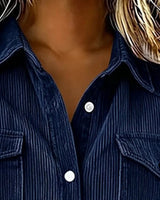 Women’s Corduroy Button Down Shirt with Patch Pockets-Shirts for women-CaldwellVoss