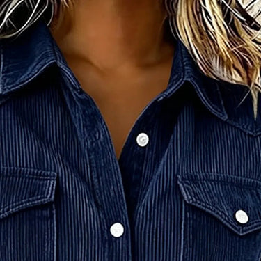Women’s Corduroy Button Down Shirt with Patch Pockets-Shirts for women-CaldwellVoss