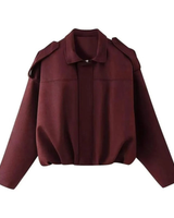 Women’s Cropped Bomber Jacket with Shoulder Epaulettes-Jacket for women-CaldwellVoss