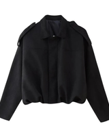 Women’s Cropped Bomber Jacket with Shoulder Epaulettes-Jacket for women-CaldwellVoss