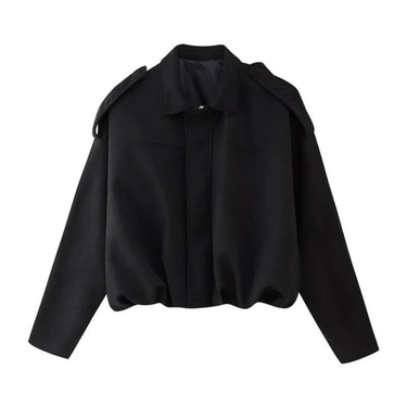 Women’s Cropped Bomber Jacket with Shoulder Epaulettes-Jacket for women-CaldwellVoss