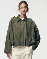 Women’s Cropped Bomber Jacket with Shoulder Epaulettes-Jacket for women-CaldwellVoss