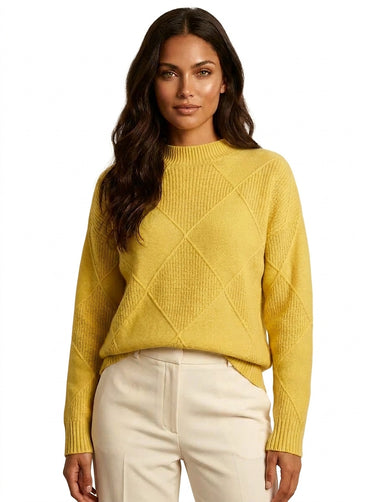 Women’s Diamond Pattern Knit Sweater-Sweaters for Women-CaldwellVoss