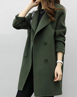 Women’s Double-Breasted Long Coat with Notched Lapels-Coats for woman-CaldwellVoss