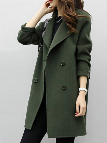 Women’s Double-Breasted Long Coat with Notched Lapels-Coats for woman-CaldwellVoss