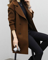 Women’s Double-Breasted Long Coat with Notched Lapels-Coats for woman-CaldwellVoss
