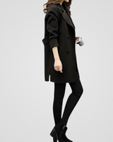 Women’s Double-Breasted Long Coat with Notched Lapels-Coats for woman-CaldwellVoss