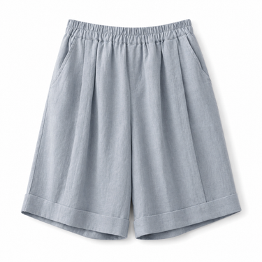 Women’s Elastic Waist Rolled Hem Shorts with Side Pockets-Shorts for women-CaldwellVoss