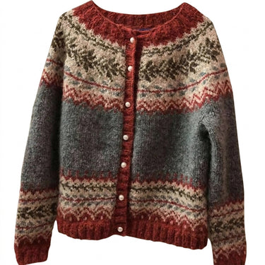 Women’s Fair Isle Pattern Knit Cardigan-Cardigans for women-CaldwellVoss