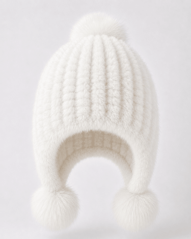 Women’s Faux Fur Trapper Hat with Pom Poms-Hat for women-CaldwellVoss