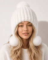 Women’s Faux Fur Trapper Hat with Pom Poms-Hat for women-CaldwellVoss