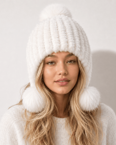 Women’s Faux Fur Trapper Hat with Pom Poms-Hat for women-CaldwellVoss