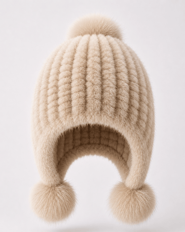 Women’s Faux Fur Trapper Hat with Pom Poms-Hat for women-CaldwellVoss