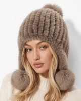 Women’s Faux Fur Trapper Hat with Pom Poms-Hat for women-CaldwellVoss