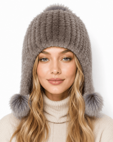 Women’s Faux Fur Trapper Hat with Pom Poms-Hat for women-CaldwellVoss