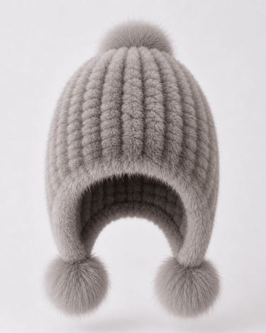 Women’s Faux Fur Trapper Hat with Pom Poms-Hat for women-CaldwellVoss