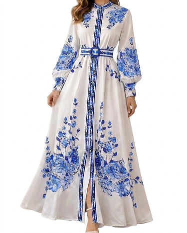 Women’s Floral Print Maxi Shirt Dress-Maxi Dress-CaldwellVoss
