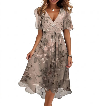 Women’s Floral Print V-Neck Midi Dress-Midi Dress-CaldwellVoss