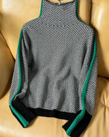 Women’s Herringbone Knit Pullover with Contrast Stripe-Sweaters for Women-CaldwellVoss
