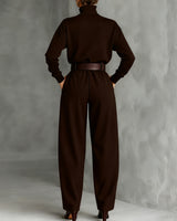 Women’s High-Neck Long Sleeve Wide Leg Jumpsuit-Jumpsuits for women-CaldwellVoss