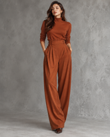 Women’s High-Neck Long Sleeve Wide Leg Jumpsuit-Jumpsuits for women-CaldwellVoss