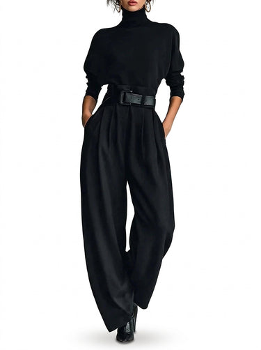 Women’s High-Neck Long Sleeve Wide Leg Jumpsuit-Jumpsuits for women-CaldwellVoss