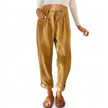 Women’s High Waist Corduroy Tapered Trousers-Pants for Women-CaldwellVoss