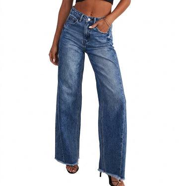 Women’s High-Waisted Wide-Leg Jeans with Raw Hem-Pants for Women-CaldwellVoss