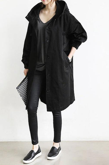 Women’s Hooded Trench Coat with Button Front-Coats for women-CaldwellVoss