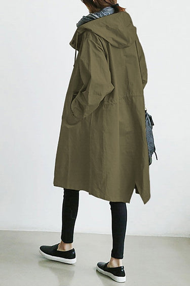 Women’s Hooded Trench Coat with Button Front-Coats for women-CaldwellVoss