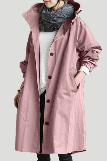 Women’s Hooded Trench Coat with Button Front-Coats for women-CaldwellVoss