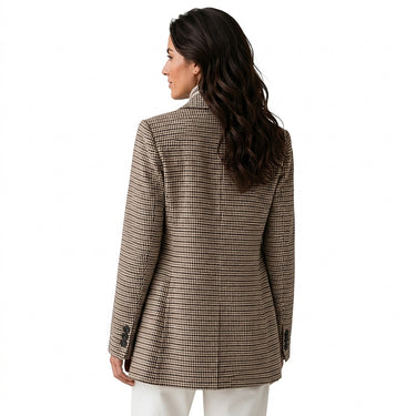 Women’s Houndstooth Pattern Oversized Blazer-Blazer for women-CaldwellVoss
