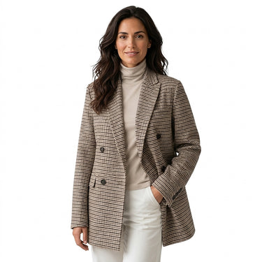 Women’s Houndstooth Pattern Oversized Blazer-Blazer for women-CaldwellVoss