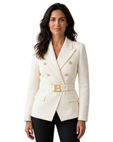 Women’s Jacquard Blazer with Belt-Blazer for women-CaldwellVoss