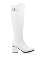 Women’s Knee-High Boots with Buckle Detail and Block Heel-Footwear for women-CaldwellVoss