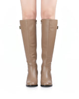 Women’s Knee-High Boots with Buckle Detail and Block Heel-Footwear for women-CaldwellVoss
