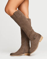 Women’s Knee-High Suede Boots with Side Zip and Block Heel-Footwear for women-CaldwellVoss