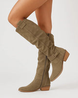 Women’s Knee-High Suede Boots with Side Zip and Block Heel-Footwear for women-CaldwellVoss